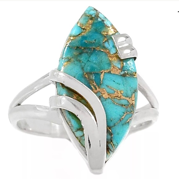 XTREMEGEMS Jewelry - Copper Blue Turquoise Sterling Silver Ring